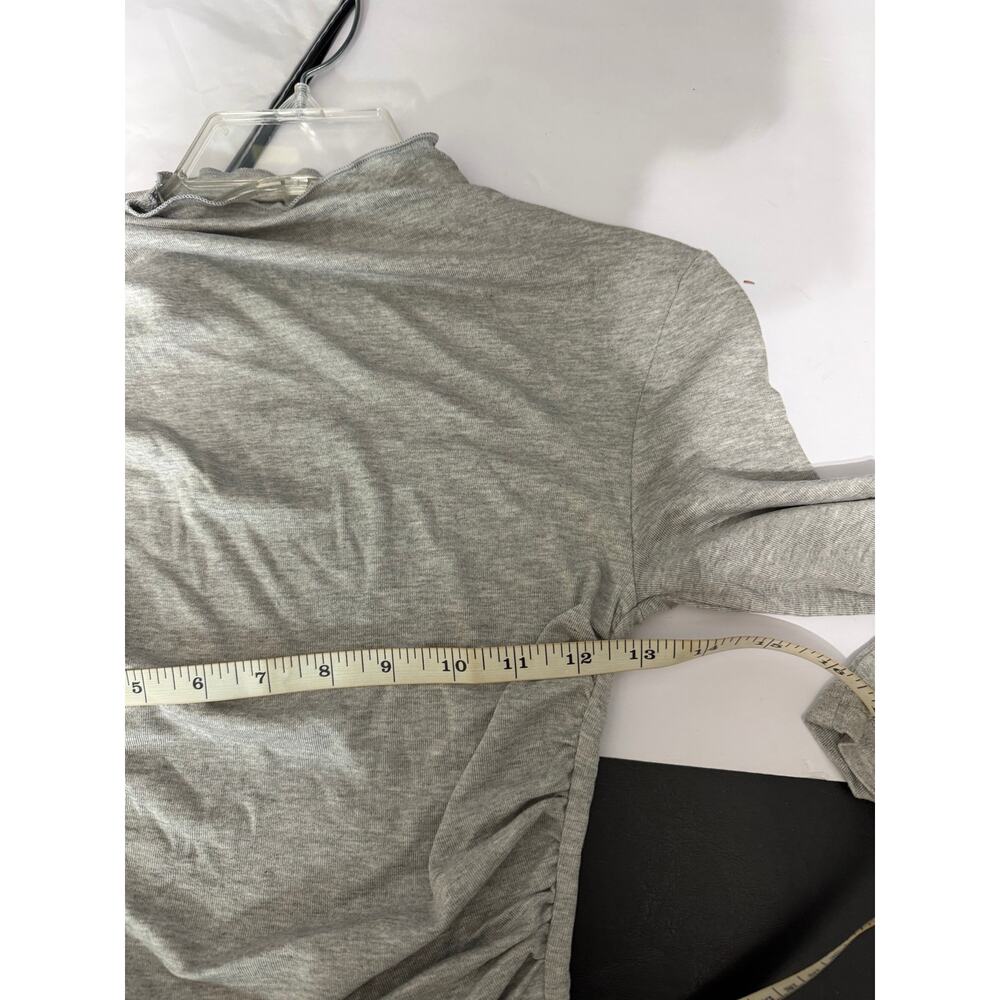 NWT Commense Light Grey Ruched Long Sleeve Top Size S Lettuce Mock Neck - Picture 5 of 8